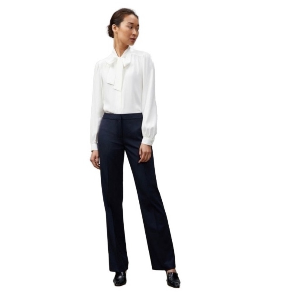 Lafayette 148 Irving Black High Waisted Straight Leg Trousers Womens Size 2 Luxe - Picture 2 of 13